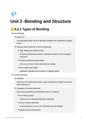 GCSE Bonding & Structure Chemistry Notes PDF - Easy Learn for AQA!