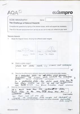 AQA GCSE Geography Natural Hazards Questions and Answers PDF | Challenge of Natural Hazards