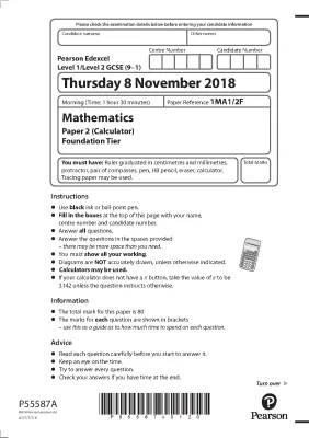 GCSE Maths 2018 Paper 2 Answers and Mark Schemes