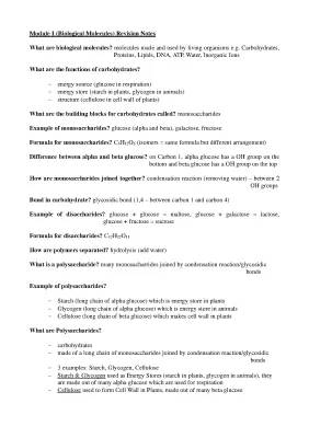 Biological Molecules and Carbohydrates for AQA Biology: Flashcards and Quizlet