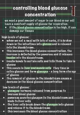 Control of blood glucose concentration and Diabetes 