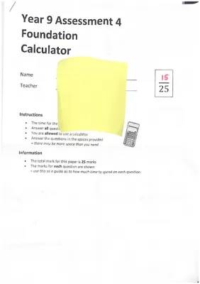 Year 9 Foundation Maths Test: Calculator Paper PDF with Answers