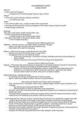 Holderness Coast Erosion: Case Study A Level AQA - Why It's the Fastest Eroding Coastline