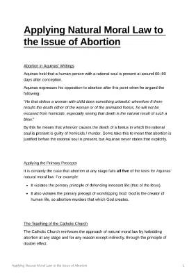 What is Natural Law and Abortion: A Simple Essay