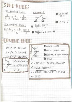 Simple Explanation of Sine Rule + Examples PDF | Easy Cosine Rule Steps for Class 11 and 12