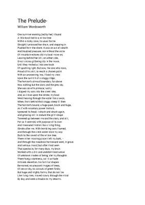 The Prelude GCSE Poem: Detailed Line by Line Annotation and Analysis PDF