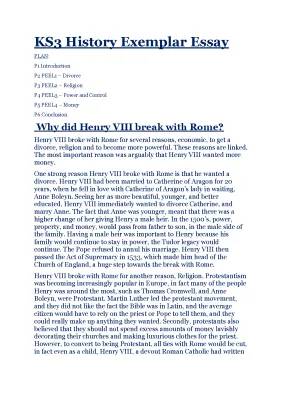 3 Reasons Why Henry VIII Broke with Rome - Essay for KS3