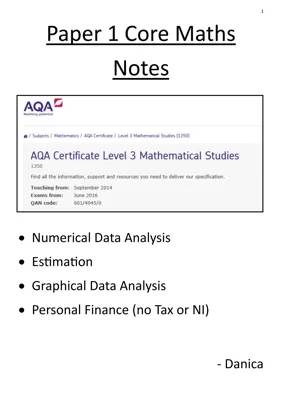 AQA AS Core Maths Paper 1 Revision Notes PDF - Easy Study Guide