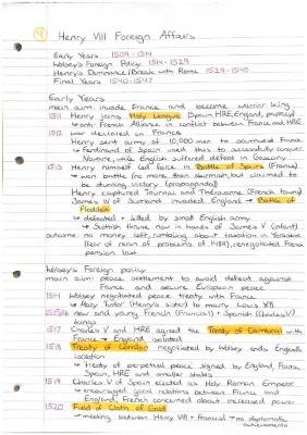 Henry VIII Foreign Policy Timeline & Quizlet: A Level History Info