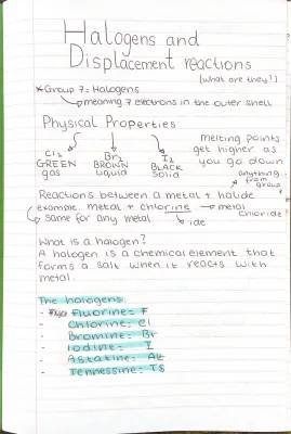 Halogens and Displacement Reactions