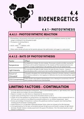 Fun with Photosynthesis: Exploring Limiting Factors and Reactions