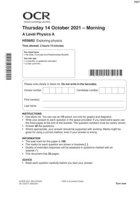 November 2021 Physics Paper 2 OCR A Worked Solutions and Mark Schemes