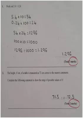 Math exam paper with model answer