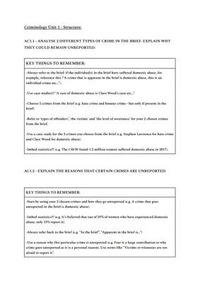 Criminology Unit 1 Controlled Assessment: Tips, Examples, and Answers