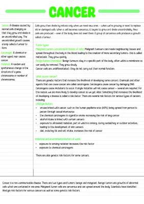 GCSE Biology Cancer Revision Notes 2023 PDF: AQA, Tumors & Questions