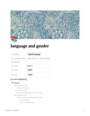 A Level English Language: Easy Gender Theories and Notes PDF