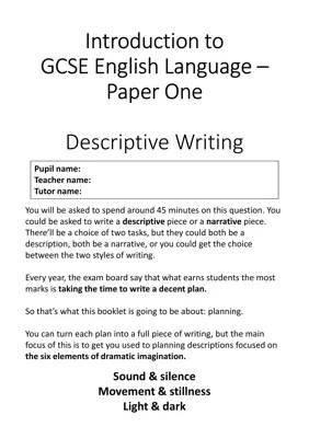 Fun with Descriptive Writing: GCSE English Paper 1 Examples and Tips!