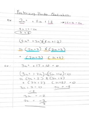 Factorising Harder Quadratics