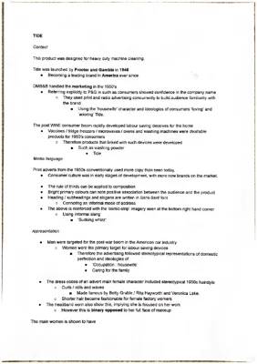 Tide 1950s Advert Analysis for A Level Media