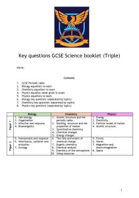 Comprehensive GCSE Science Study Guide PDF for Biology, Chemistry, Physics