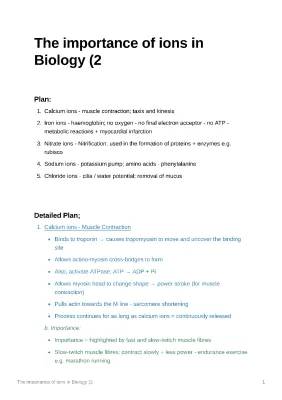 What Is the Role of Calcium in Muscle Contraction and Ions in Biology?