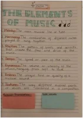 Fun Revision Notes for Music Elements - Free KS2 & GCSE PDF!