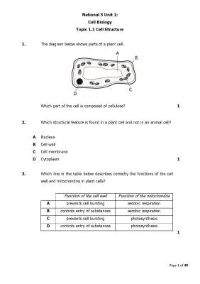 Complete Guide to National 5 Unit 1 Biology: Questions, Notes, and Resources