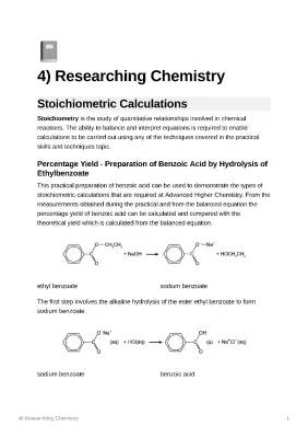 Fun with Advanced Higher Chemistry: Stoichiometric Calculations, Benzoic Acid Experiments, and More!