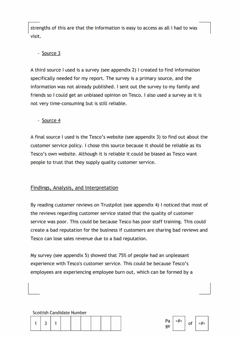TESCO
The purpose of this report is to investigate the customer service of Tesco.
Background Information
I am investigating the customer ser