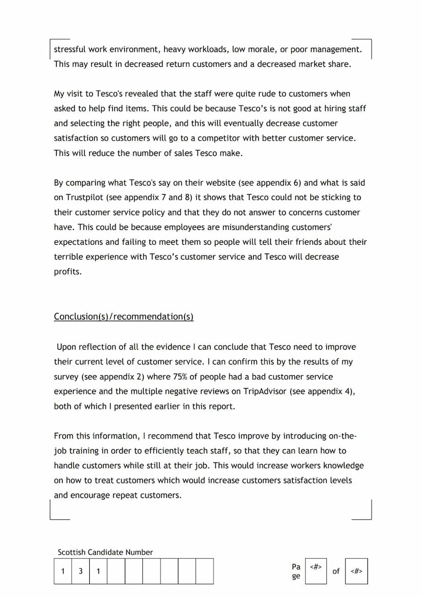 TESCO
The purpose of this report is to investigate the customer service of Tesco.
Background Information
I am investigating the customer ser