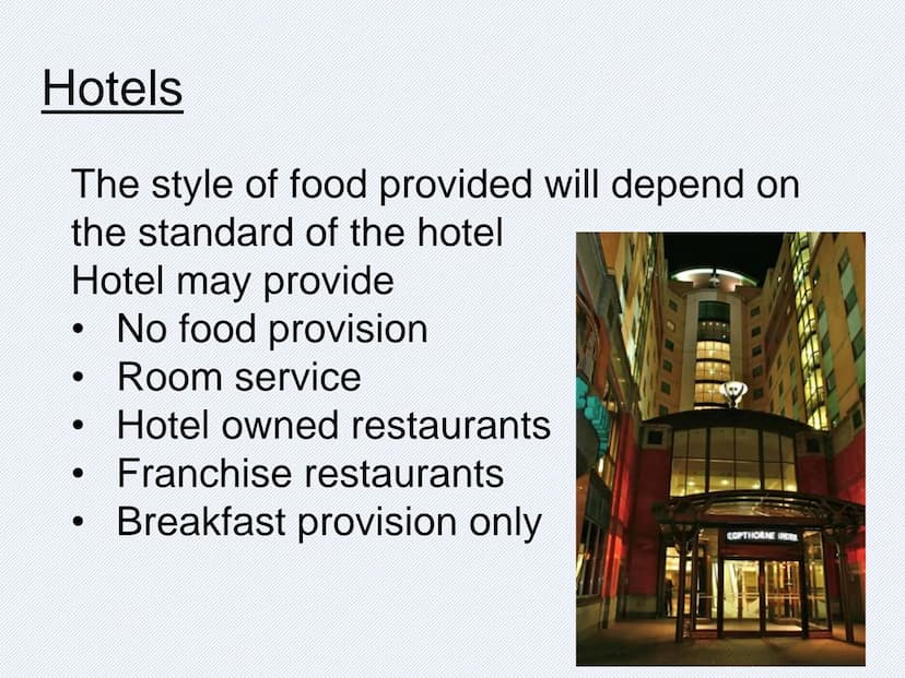 AC 1.1
The structure of the hospitality
and catering industry What is the structure of the
Hospitality and catering industry ?
III
I
III
Ide