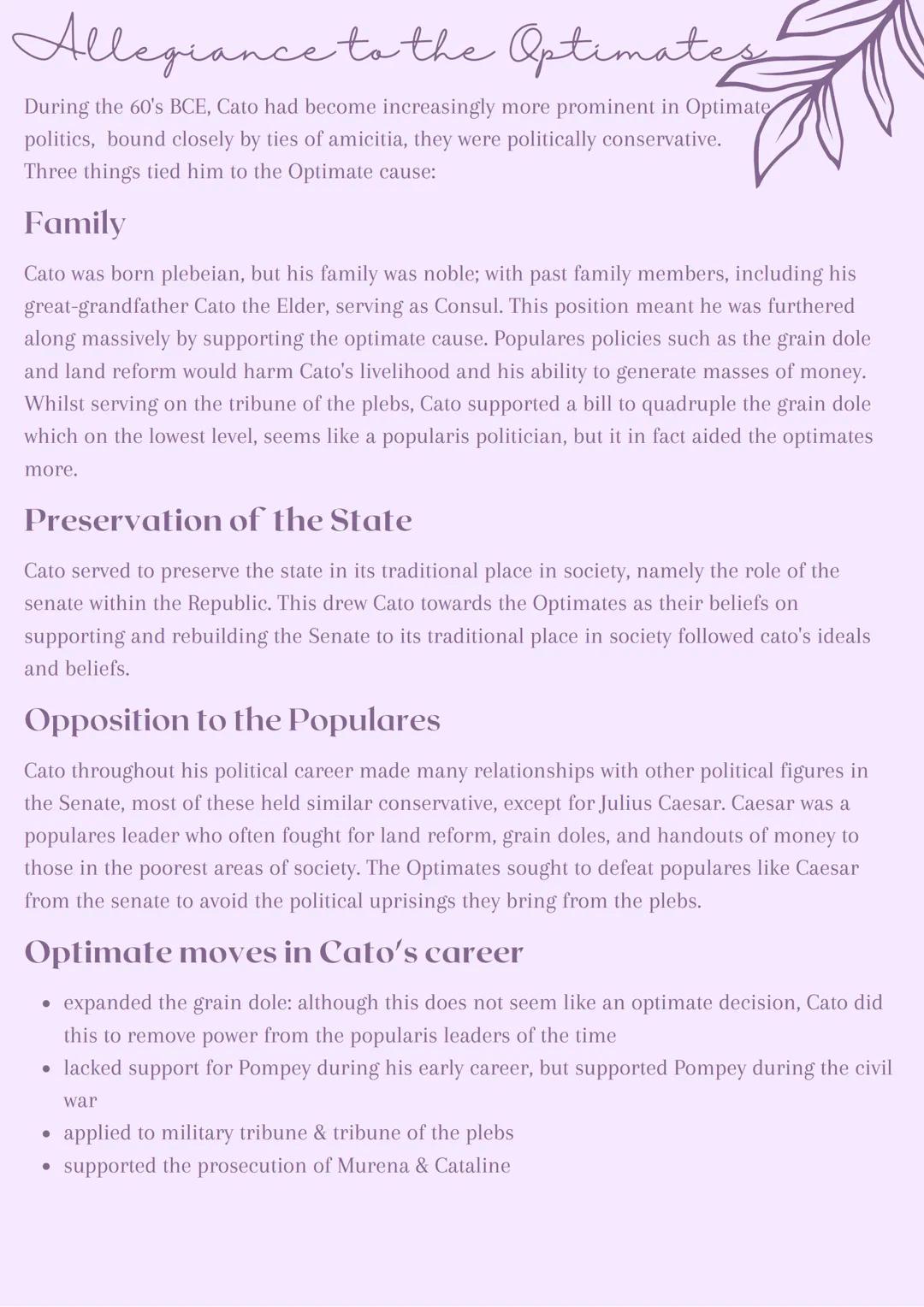 Cata
and the
Optimates Influence of Stoicism
Values of Stoicism
Stoics believe in the attainment of virtue, which is divided into four diffe