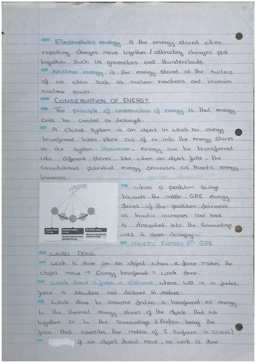 PI CONSERVATION AND DISSIPATION OF
ENERGY
ENERGY STORES
the
Energy cannot be created or destroyed, only transferred
when a system changes, t