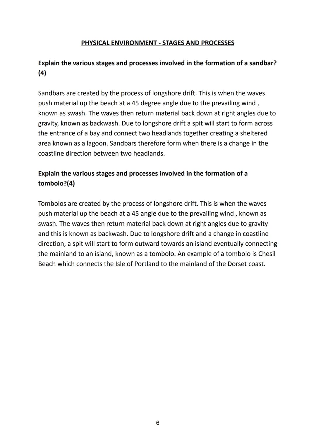 PHYSICAL ENVIRONMENT
● FORMATIONS (Pages 2-5)
Corrie
U-Shaped Valley
Hanging Valley
Contents - N5 Geography (2022/2023)
Bays And Headlands
S