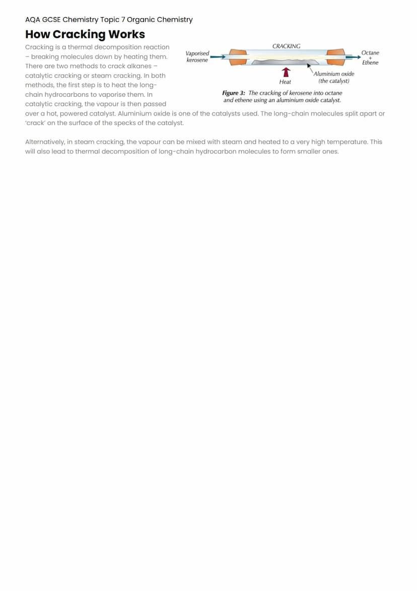 AQA GCSE Chemistry Topic 7 Organic Chemistry
Hydrocarbons
A hydrocarbon is any molecule that is formed from carbon and hydrogen atoms only. 