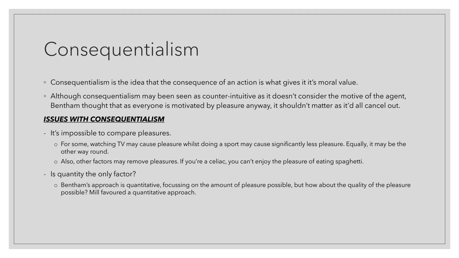 ವಿ
UTILITARIANISM
A CONSEQUENTIALIST APPROACH TO ETHICS
Revision Cards
Refifte Consequentialism
Consequentialism is the idea that the conseq