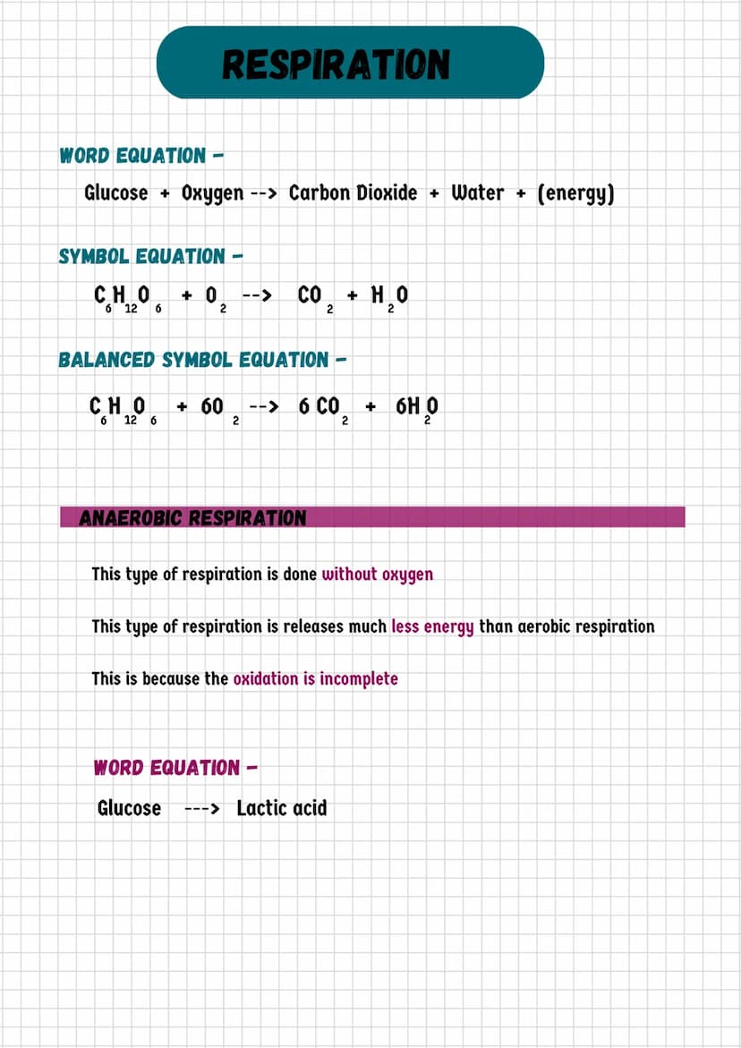 RESPIRATION
CELLULAR RESPIRATION
The energy we need is supplied by a process called cellular respiration, this is also
known as respiration.