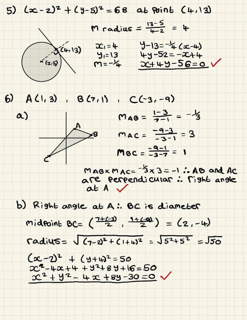 CIRCLES
1.
2.
3.
4.
5.
6.
Write each circle in standard form and hence state the centre and radius:
[8]
(a)
(c)
(a)
P = (6, 2) and Q = (9, 6