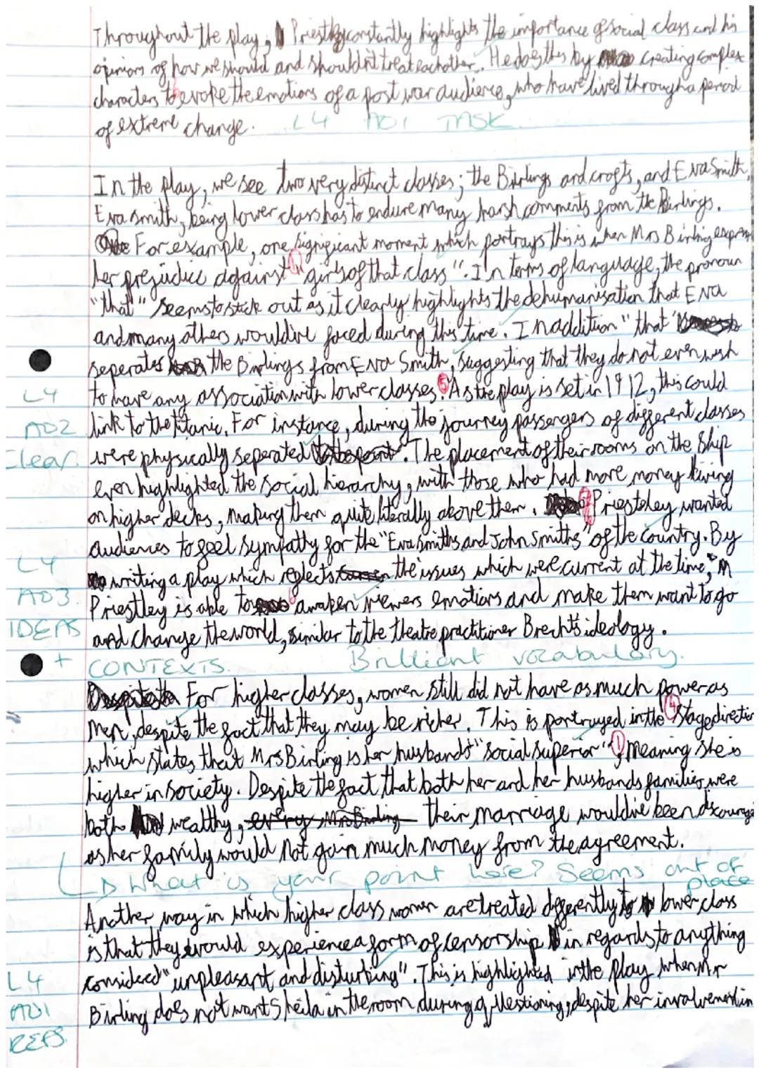Ly
Throughout the play, Prestbyconstantly highlights the importance groeiad clays and in
ojurion of how we should and shouldn't treat eachal