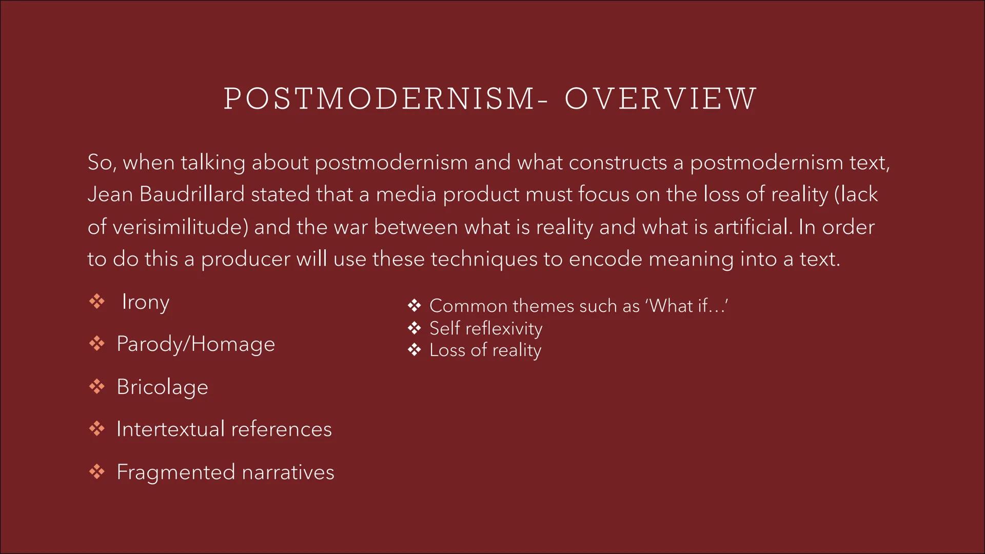 Simply explained Postmodernism A Baudrillard Theory (Applied to Life