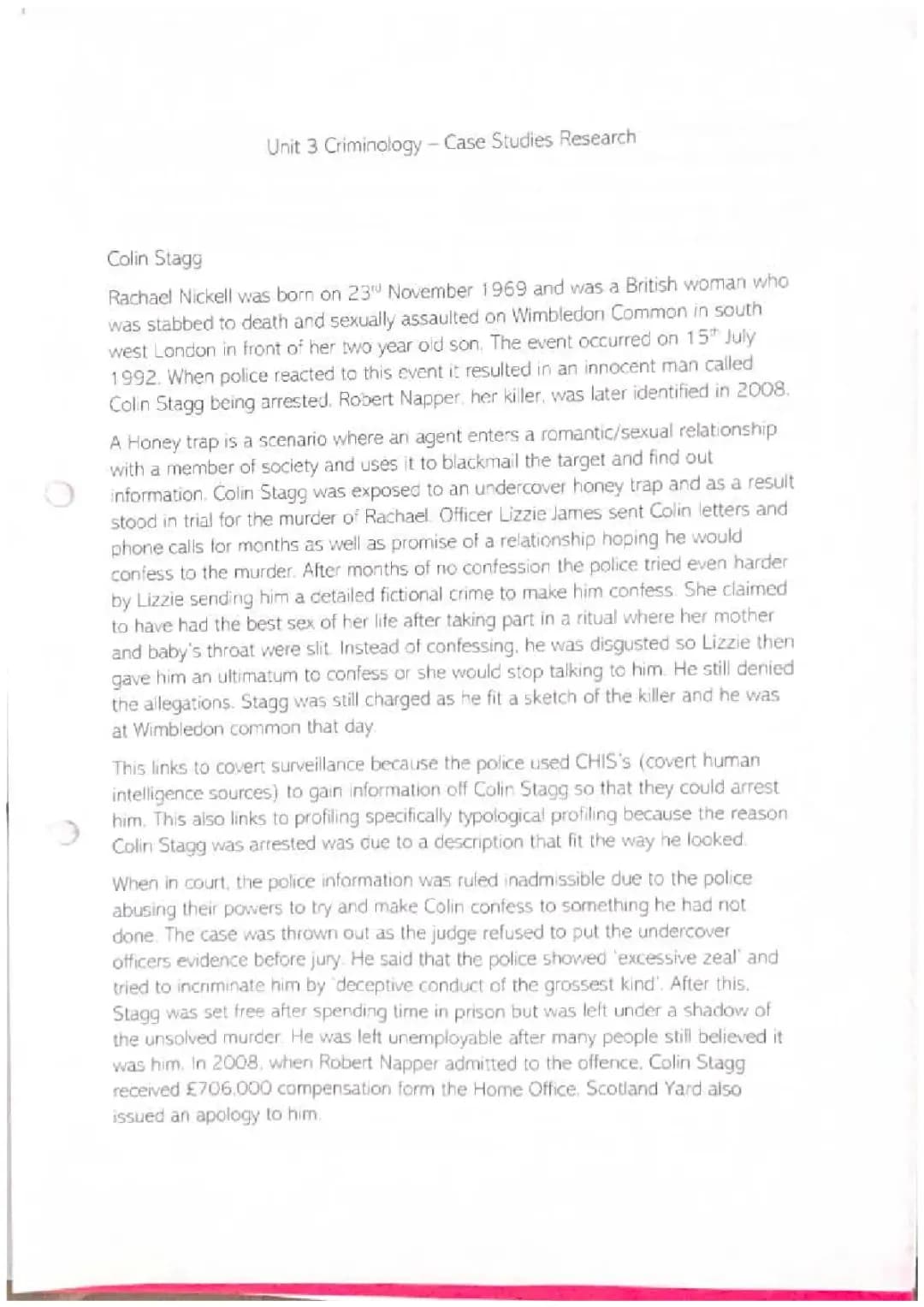 Unit 3 Criminology Case Studies: Detailed Analysis PDF, WJEC, Quizlet, Answers