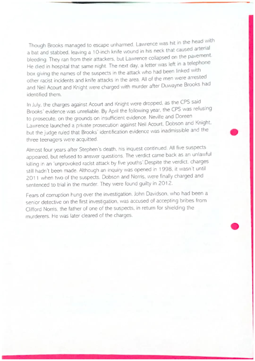 Unit 3 Criminology - Case Studies Research
Colin Stagg
Rachael Nickell was born on 23rd November 1969 and was a British woman who
was stabbe