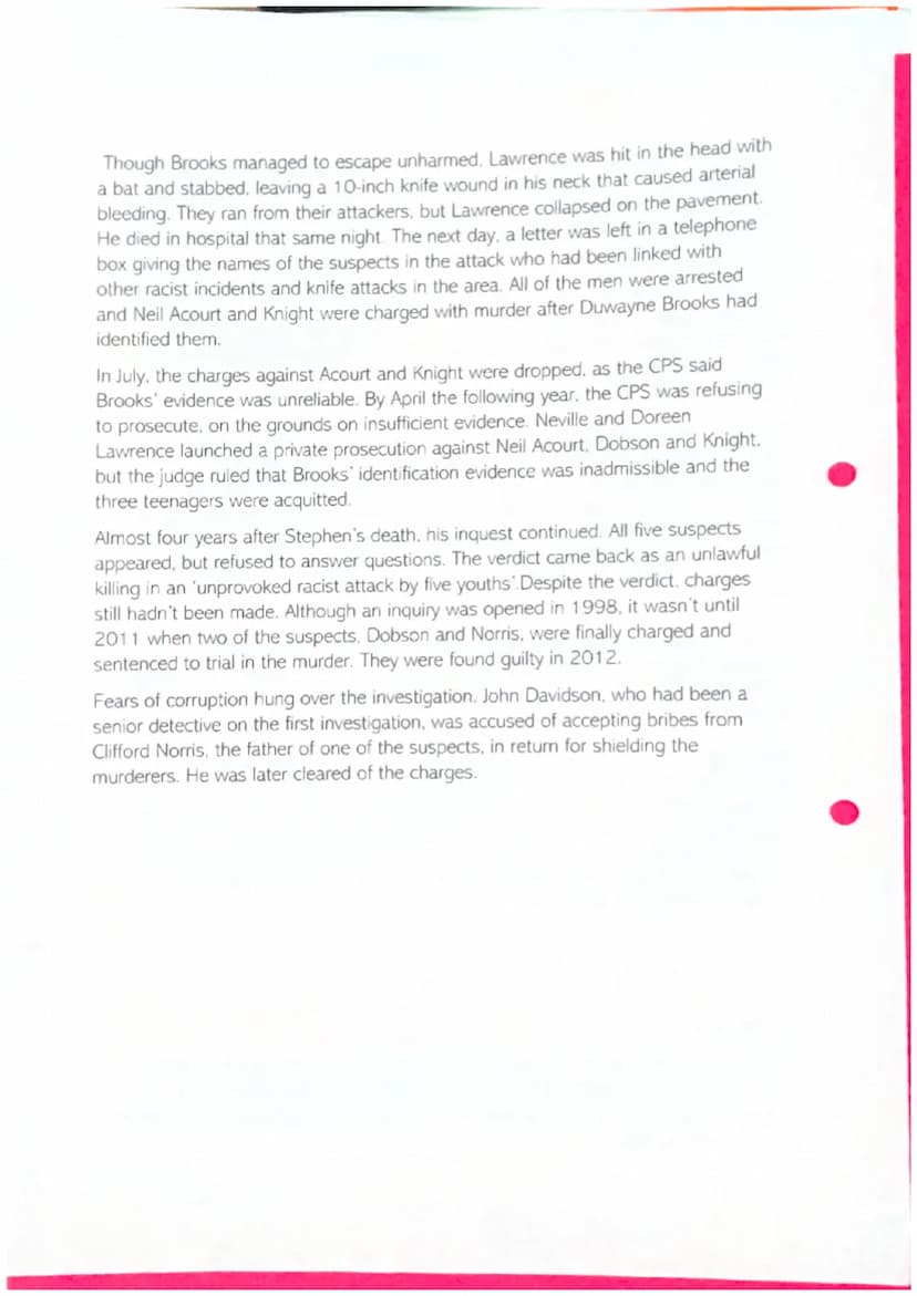 Unit 3 Criminology - Case Studies Research
Colin Stagg
Rachael Nickell was born on 23rd November 1969 and was a British woman who
was stabbe