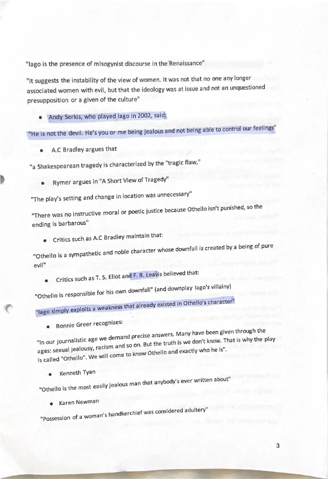 AO3 and AO5 guidance for Othello
Contents:
General critical quotations - pages 1-3
Critical quotes by concept - pages 4-9
Key contextual poi
