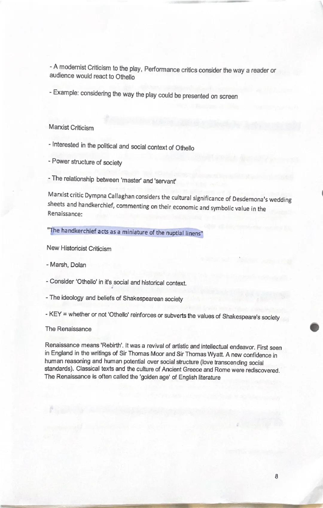 AO3 and AO5 guidance for Othello
Contents:
General critical quotations - pages 1-3
Critical quotes by concept - pages 4-9
Key contextual poi
