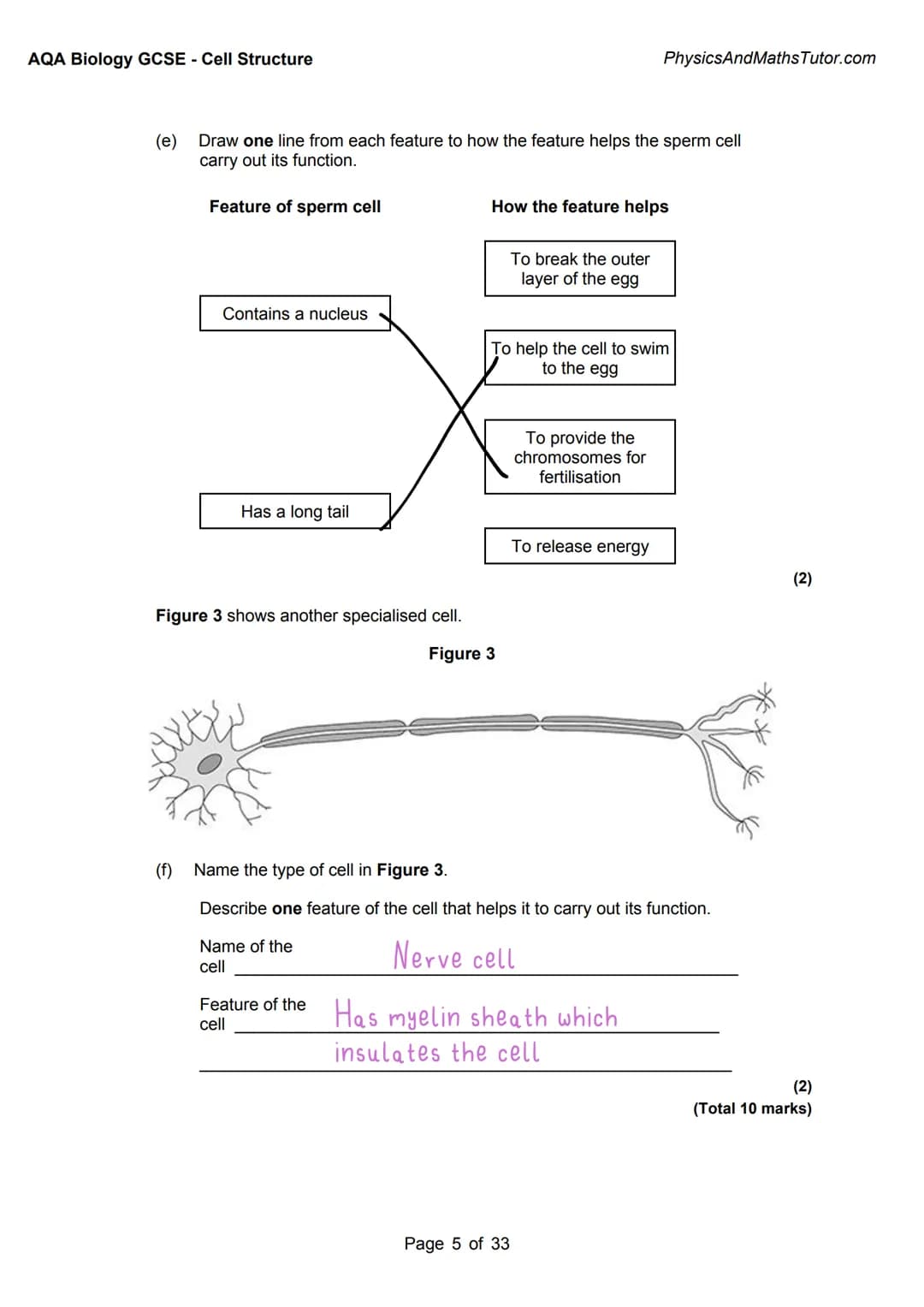 1
AQA BIOLOGY:
Cell Structure
Exam questions +
answered
Answer
Key info
Alternate answers
misbahhussain 1
AQA BIOLOGY:
Cell Structure
Exam q