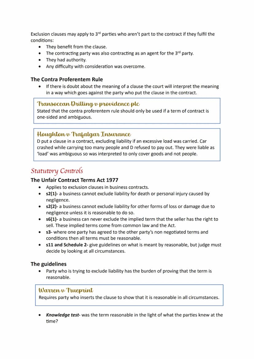 Terms TERMS OR REPRESENTATIONS
•
Terms- the content of the contract/the points agreed between the parties. If a term
is breached, the innoce