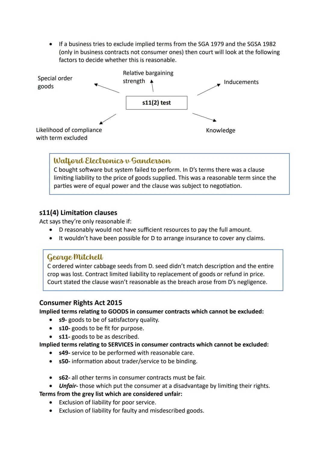 Terms TERMS OR REPRESENTATIONS
•
Terms- the content of the contract/the points agreed between the parties. If a term
is breached, the innoce