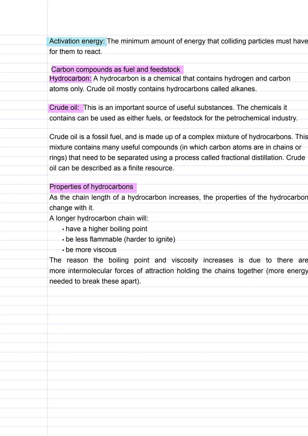 Chemistry Paper 2

5.6.1 Rate of reaction
5.7.1 Carbon compounds as fuel and feedstock

5.7.1 Carbon compounds
*   Cracking produces Alkene 