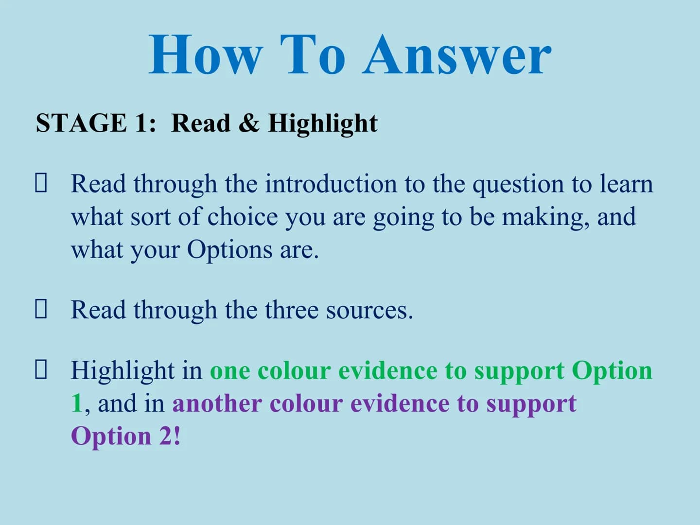 
<h2 id="supportopposeoptionchoice">Support &amp; Oppose Option / Choice</h2>
<p>When faced with a statement, it's important to provide evid